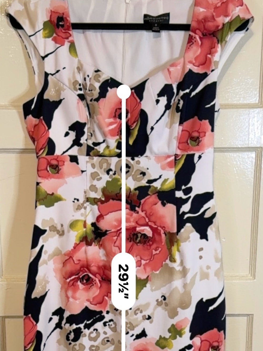 Connected Apparel Coral Pink Floral Midi Dress on White - 8 - Picture 6 of 9